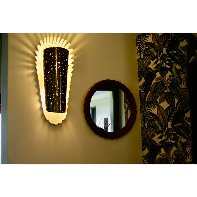 Large Round Rope Mirror by Adrien Audoux & Frida Minet, 1950 For Sale - Image 6 of 11