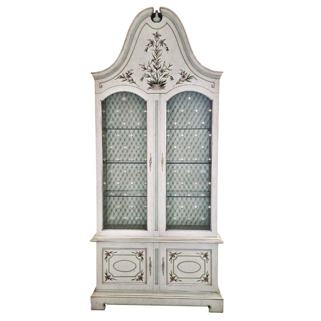 Rare Decorative John Widdicomb Cabinet With Hand-Painted Speckled Finish Palm Beach Regency / Gustavian Crossover For Sale - Image 16 of 16