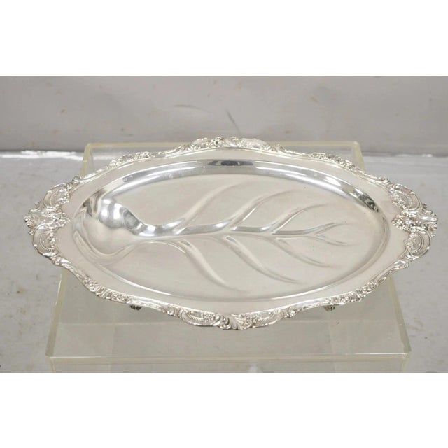 Vintage Baroque by Wallace 259 Silver Plated Meat Cutlery Serving Platter Tray. Circa Mid 20th Century. Measurements:...