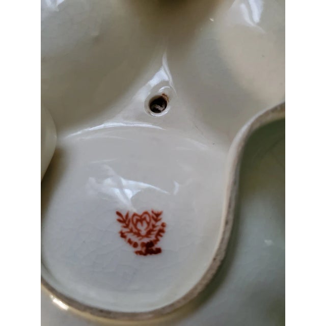 1940s Occupied Japan Era Three Bowl Candy Dish Hand-Painted Porcelain For Sale - Image 4 of 7