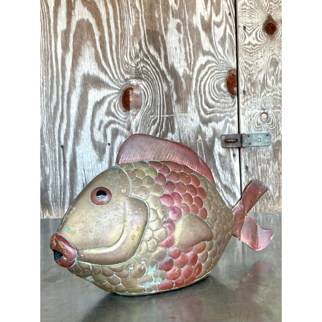 Brass Vintage Boho Brass Fish After Sergio Bustamante For Sale - Image 8 of 12