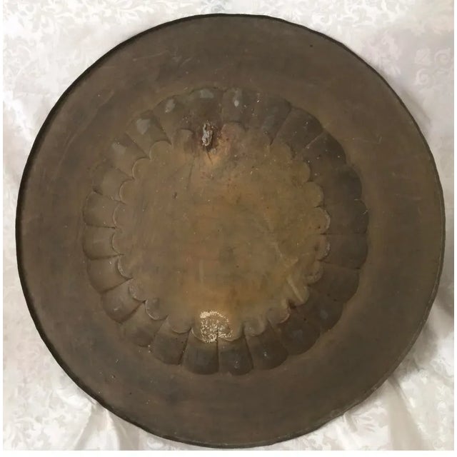 Vintage Etched Brass Round Table Top Tray Chairish