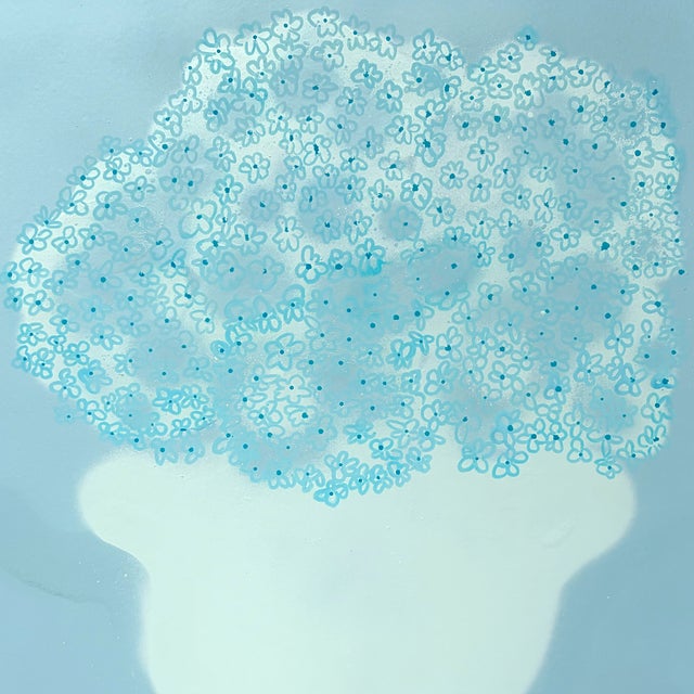 Contemporary Blue Hydrangeas Flowers No. 1 Contemporary Painting Susan Havens For Sale - Image 3 of 5