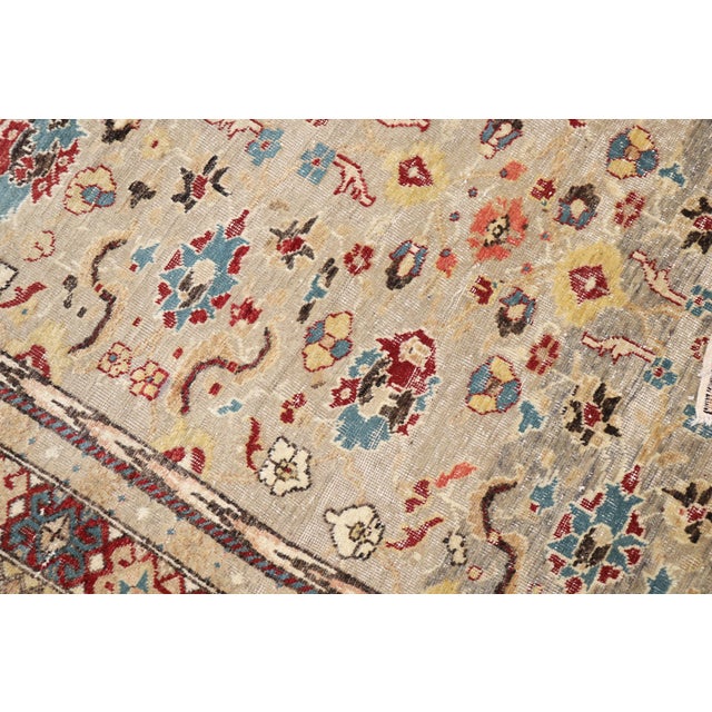 Elaborate Antique Gray Field Turkish Sivas Antique Rug - 4' x 5'7" For Sale - Image 10 of 18