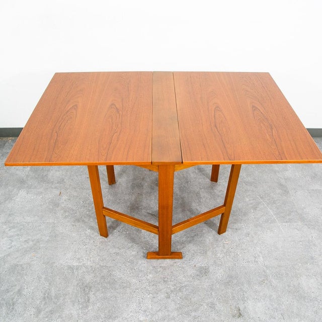Wood Mid Century Danish Modern Dining Table Drop Leaf Gate Leg Folding Teak MCM For Sale - Image 7 of 12