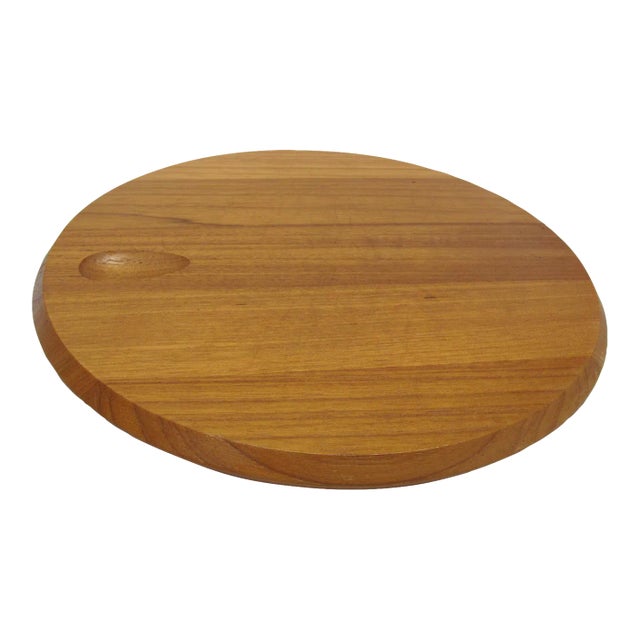 1970s Mid-Century Modern Dansk Teak Round Cheeseboard Vivianna Torun Denmark For Sale