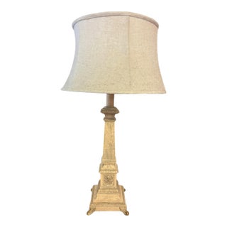 1980s Neo Classical Revival Heavy Columnar Desk Lamp With Shade For Sale