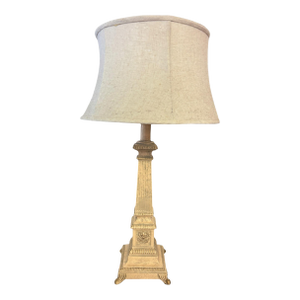 1980s Neo Classical Revival Heavy Columnar Desk Lamp With Shade