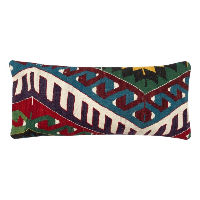 14"x28" Handmade Turkish Kilim Cushion Cover. Lumbar Pillow Cover. Accent Pillow For Sale