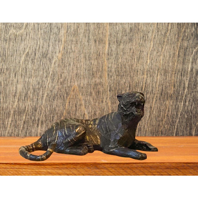 Maitland - Smith 1980s Maitland Smith Bronze Tiger Sculptures - a Pair (2) For Sale - Image 4 of 7