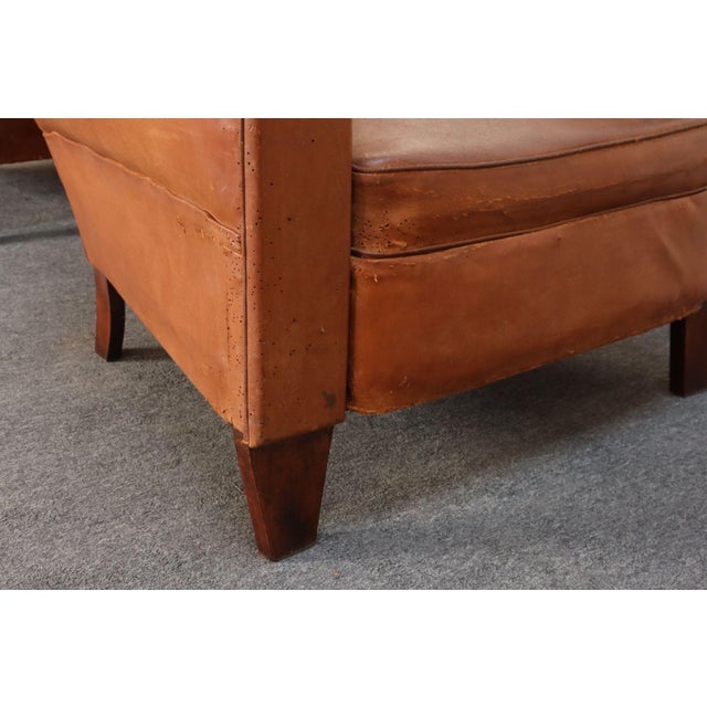 Pair of French Art Deco Leather Angled Back Club Chairs With Nailhead Decoration For Sale - Image 15 of 18