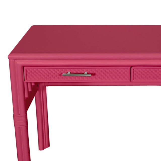 Wood Colony Desk, Hot Pink For Sale - Image 7 of 9