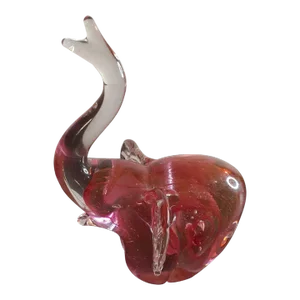 Pink Art Glass Trunk Up Elephant Figurine