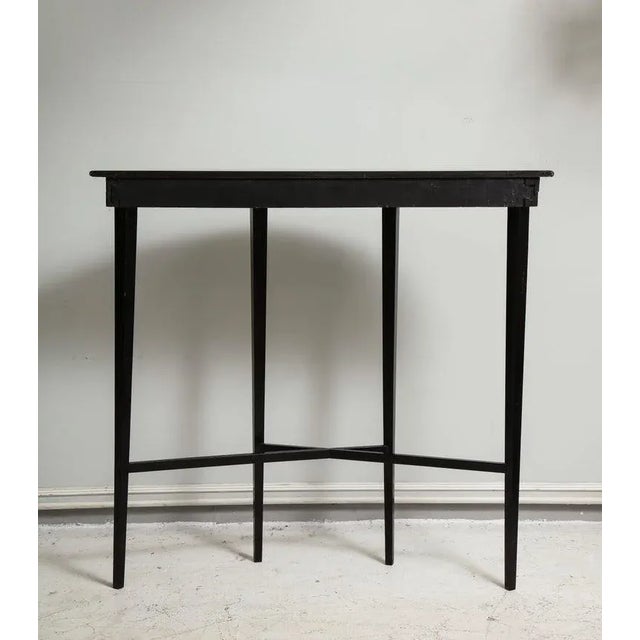 Black Bespoke Ebonized Demilune Console on Tapered Legs For Sale - Image 8 of 9