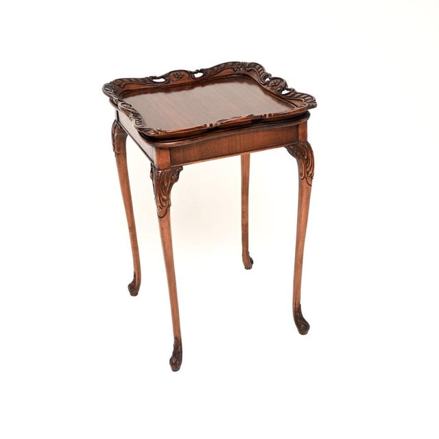 Antique Queen Anne Tray Top Side Tables, 1900s, Set of 2 For Sale - Image 4 of 10