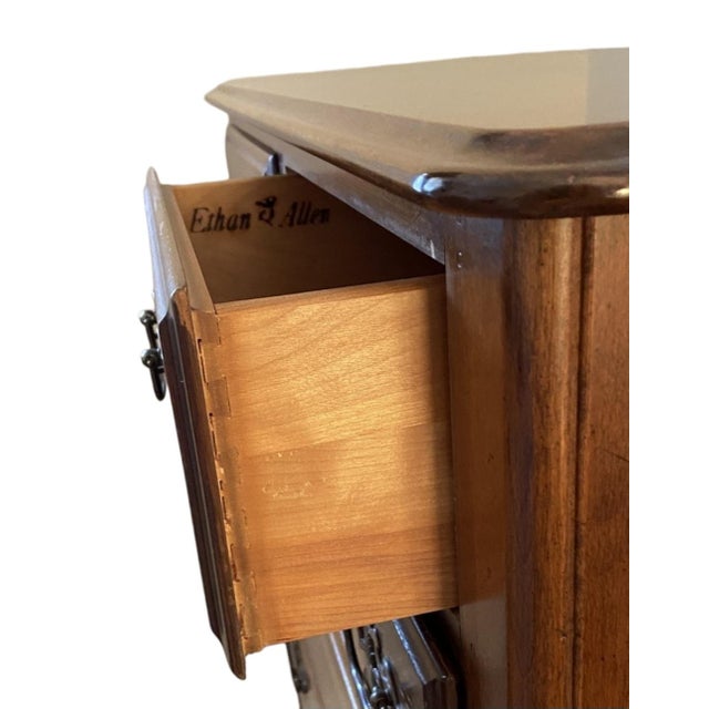 1980s Ethan Allen Dresser Tallboy With Appealing Pineapple Handles