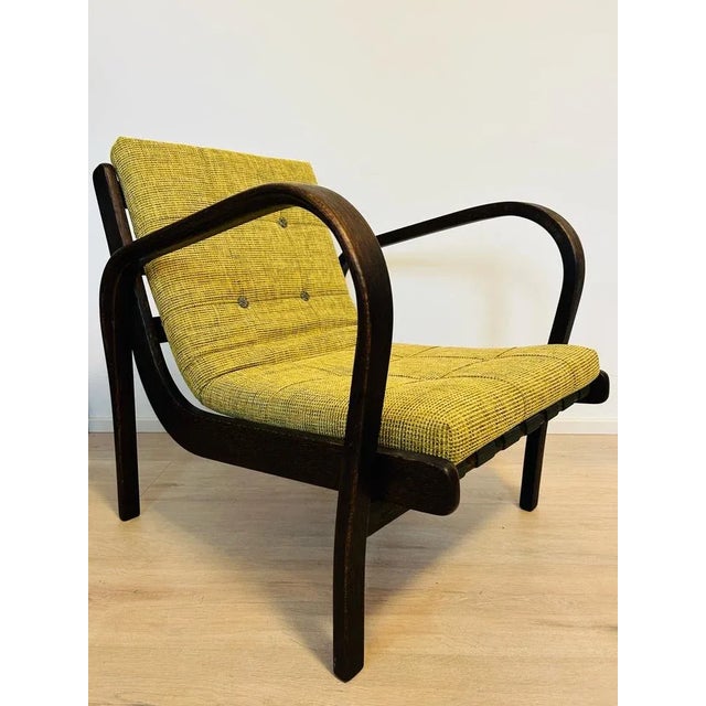 Green Lounge Bentwood Armchair by Kropacek & Kozelka for Interior Prague, 1960s For Sale - Image 8 of 13
