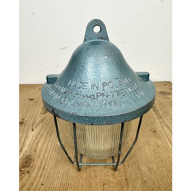 Blue Industrial Bunker Light from Polam Gdansk, 1970s, 1960s For Sale - Image 9 of 15