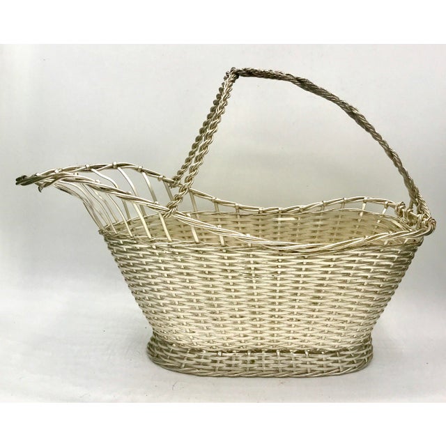 1940s Mid-Century French Silver Wire Wine Basket For Sale - Image 5 of 8