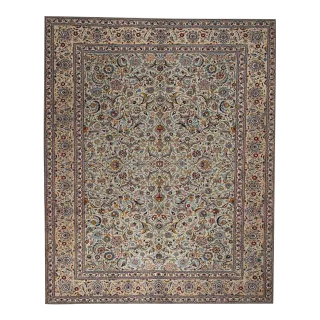 1960s Old Persian Kashan Area Rug 10’10” X 14’2″ For Sale