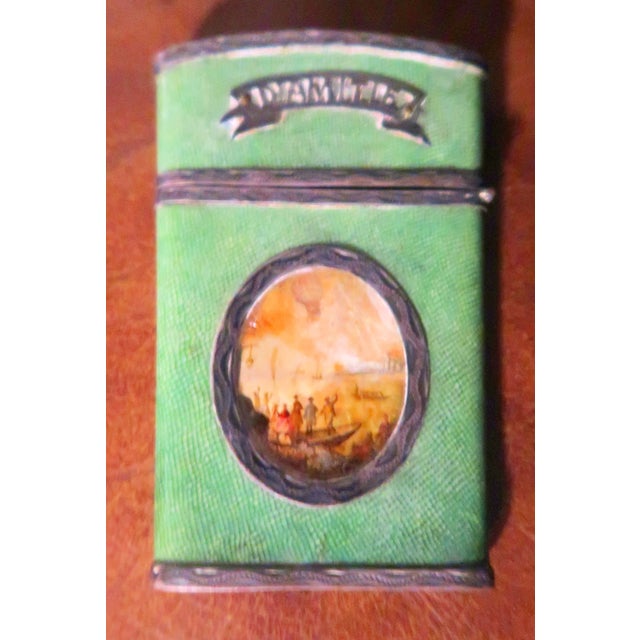 18th Century French Shagreen and Silver Aide Memoire With Ballooning Motif For Sale - Image 4 of 13