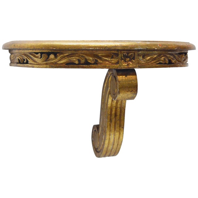 Wood Carved Giltwood Wall Mount Console Shelf For Sale - Image 7 of 7