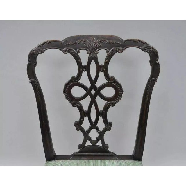 Antique Georgian Style Carved Ribbon Back Solid Mahogany Dining Side Chair (C). Item features solid wood construction,...