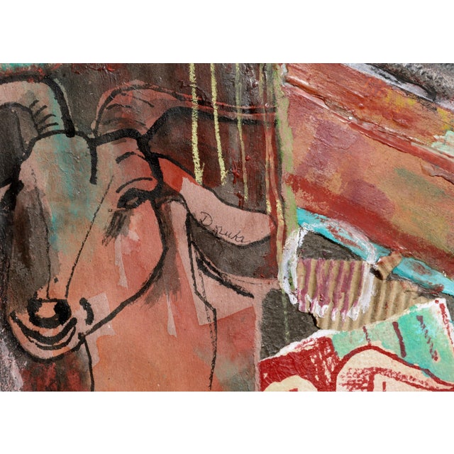 Paper Karen Druker Red Goat Collage circa 2010 For Sale - Image 7 of 9