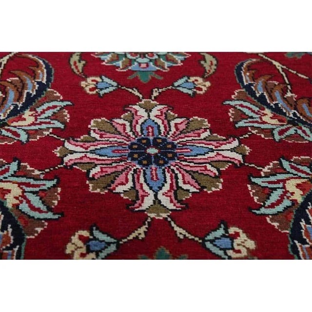 Red 1960s Old Persian Tabriz Area Rug 9’10” X 12’8″ For Sale - Image 8 of 13
