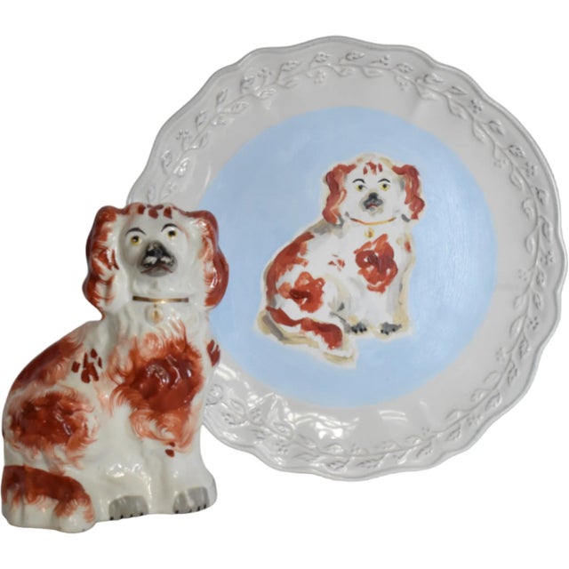 Thomas the Red & White Staffordshire Dog and His Portrait by Susannah Carson For Sale - Image 11 of 12