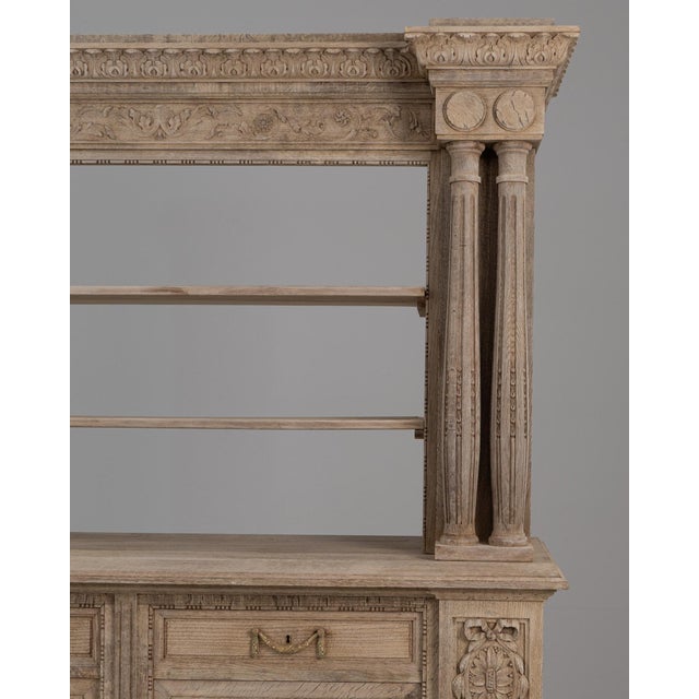 1910s Belgian Renaissance Revival Oak Cupboard With Carved Columns For Sale - Image 18 of 18