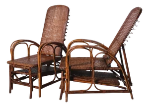 Italian Rattan Chaise Lounger, 1920s