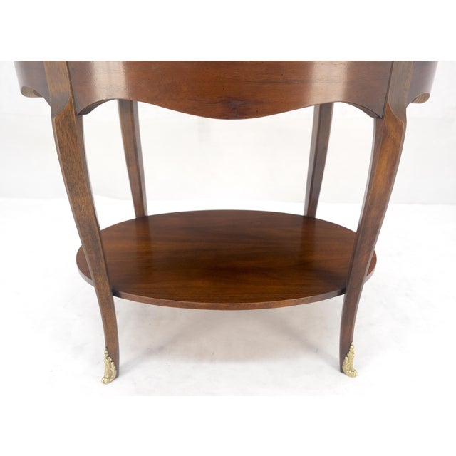 Baker Brass Gallery & Feet Oval Top Two Tier Side End Lamp Table Stand MINT For Sale - Image 6 of 17