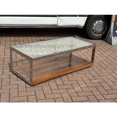 Mid-Century Rosewood, Glass and Chrome Coffee Table from Merrow Associates For Sale - Image 5 of 10