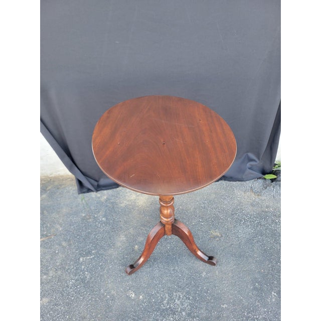 19th Century American Cherry Candle Stand Table Refurbished For Sale - Image 14 of 18