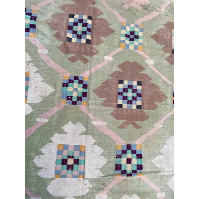 Large Indian Dhurrie Flat-Woven Rug For Sale - Image 4 of 14