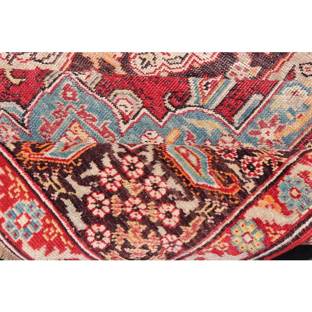 Antique Turkish Rug With Rich Crimson, Sky Blue, and Ivory Accents 5'10 X 8'2 For Sale - Image 14 of 15