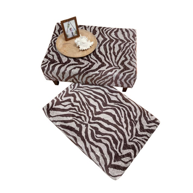 Late 20th Century Late 20th Century Oversized Rrectangular Ottoman in Clarence House Italian Zebra Velvet For Sale - Image 5 of 8