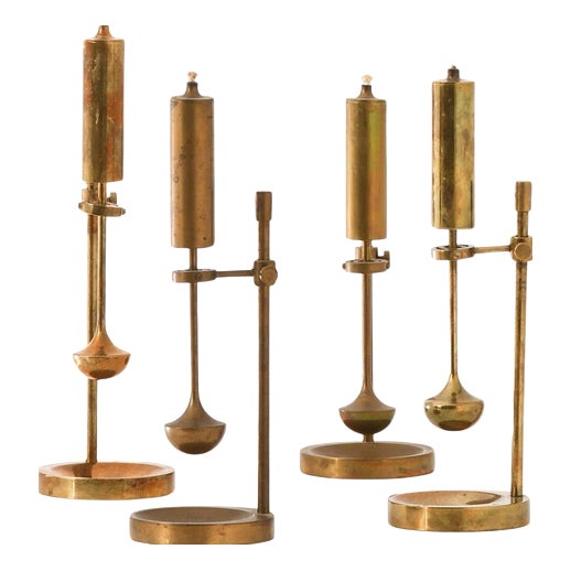 Oil Lamps in Brass from Ilse D. Ammonsen, 1950s, Set of 4 For Sale