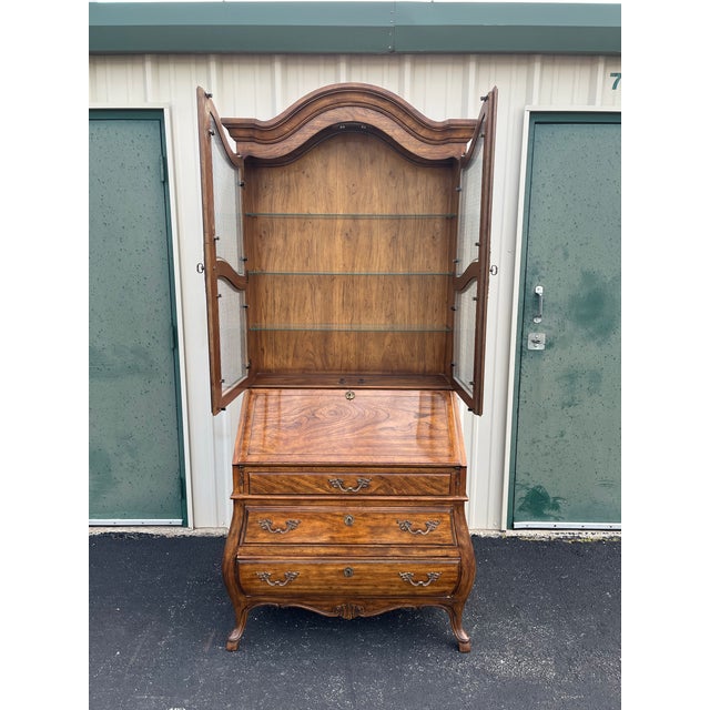 Brown 1980s Drexel Heritage Grand Villa Collection Bombay Secretary Desk With Hutch For Sale - Image 8 of 12
