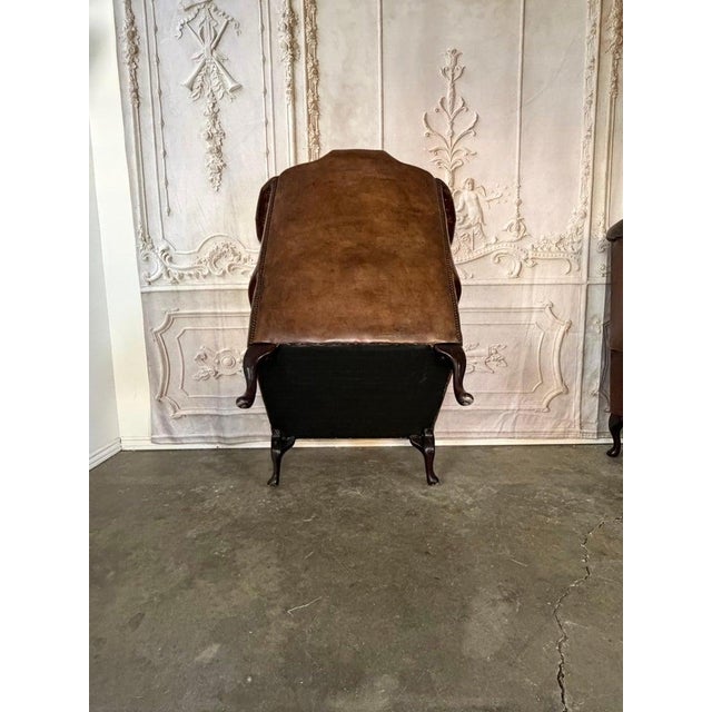 Pair of Vintage English Tufted Leather Wingback Armchairs For Sale - Image 13 of 15