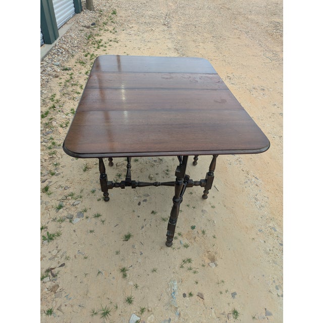 Vintage Antique Gate Leg Drop Leaf Dining Table For Sale - Image 4 of 11
