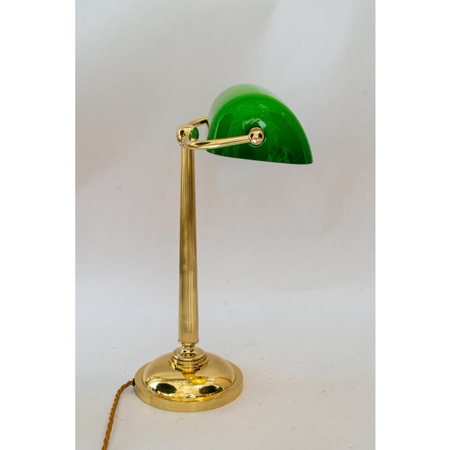Art Deco Banker Lamp with Green Glass Shade, Vienna, 1920s For Sale - Image 15 of 18