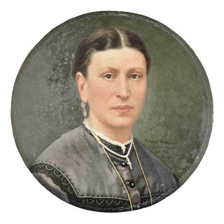 Portrait of Woman in Enamel and Stone from Filippo Severati, 1881 For Sale