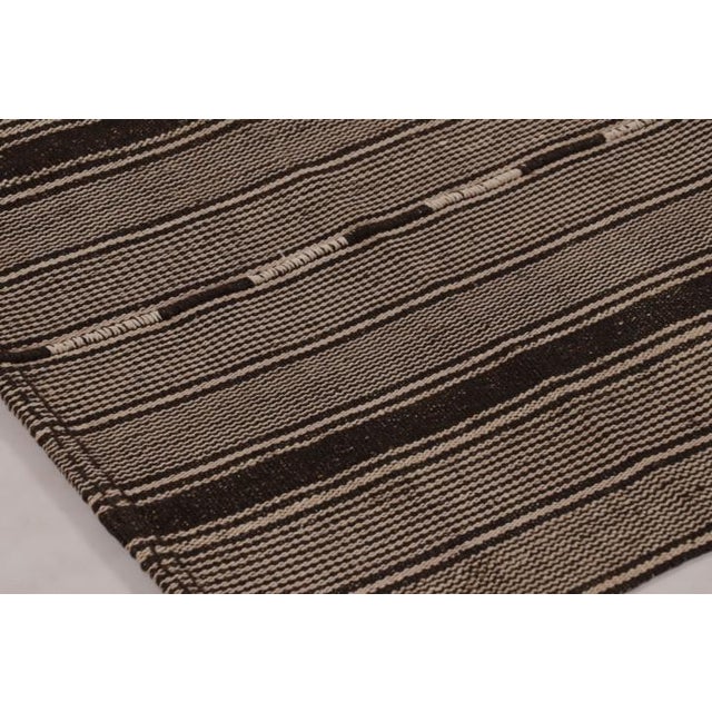 Traditional Vintage Persian Kilim, Brown and Beige Geometric Striped Patterns - Rug & Kilim For Sale - Image 3 of 9