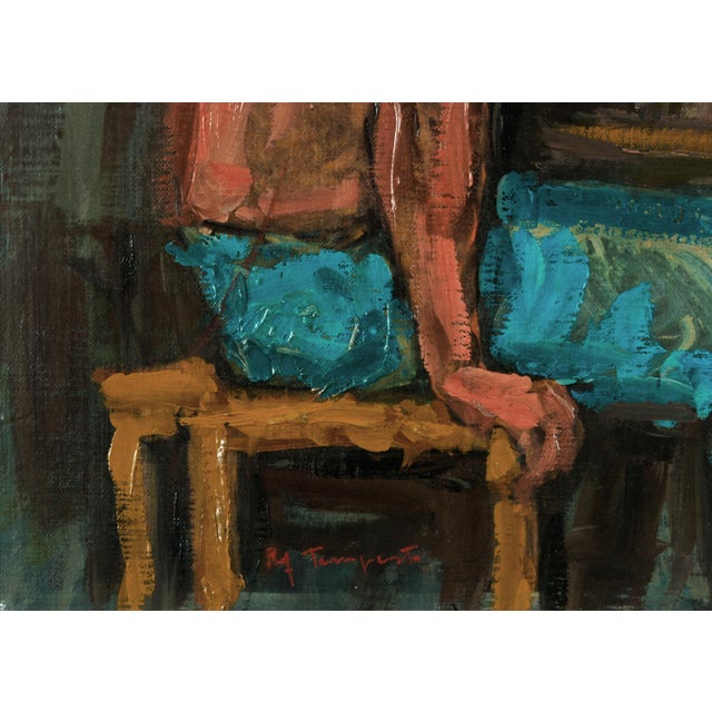 Frank Tempesta, Seated Male Nude Figure, 1970s, Oil on Canvas, Framed For Sale - Image 3 of 6
