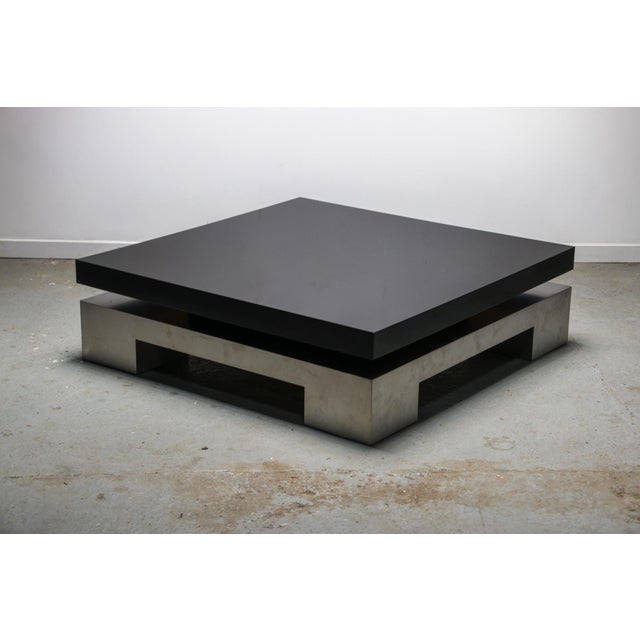 Designed by Nadine Charteret for Edition Interieurs Contemporains in 1972, this coffee table features strong bulky brushed...