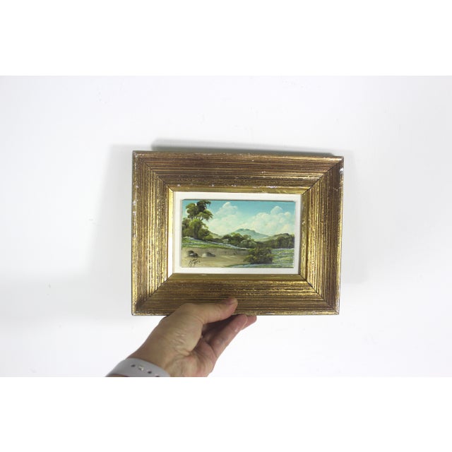 Gold Vintage Framed Landscape Painting For Sale - Image 8 of 9