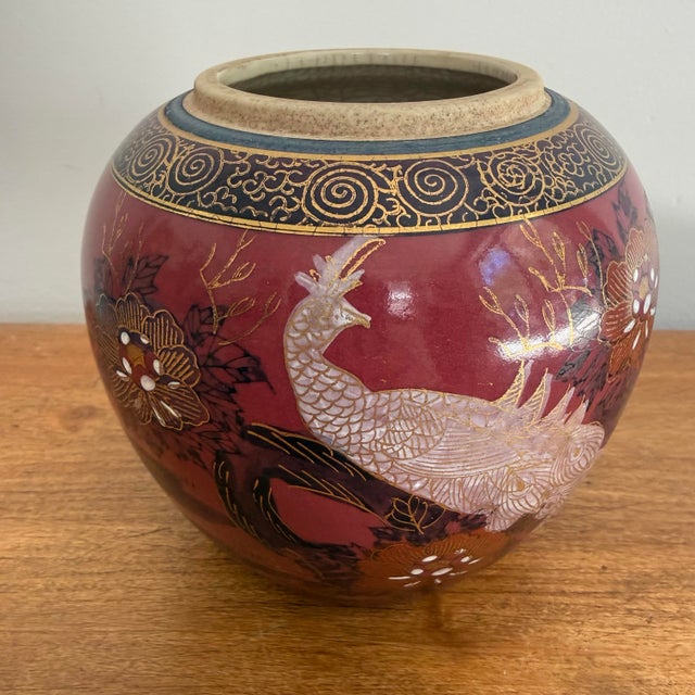 Vintage Chinoiserie Peacock Vase in Jewel Tones For Sale - Image 6 of 9