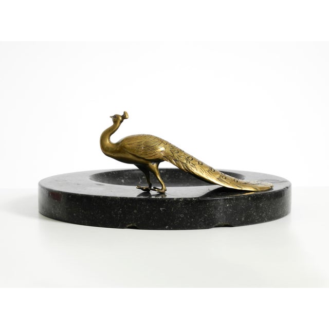 Large Black Granite Valet Tray with a Brass Peacock, 1920s For Sale - Image 11 of 18